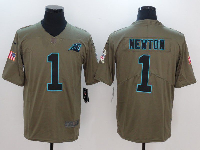 Men Carolina Panthers 1 Newton Green Nike Olive Salute To Service Limited NFL Jersey